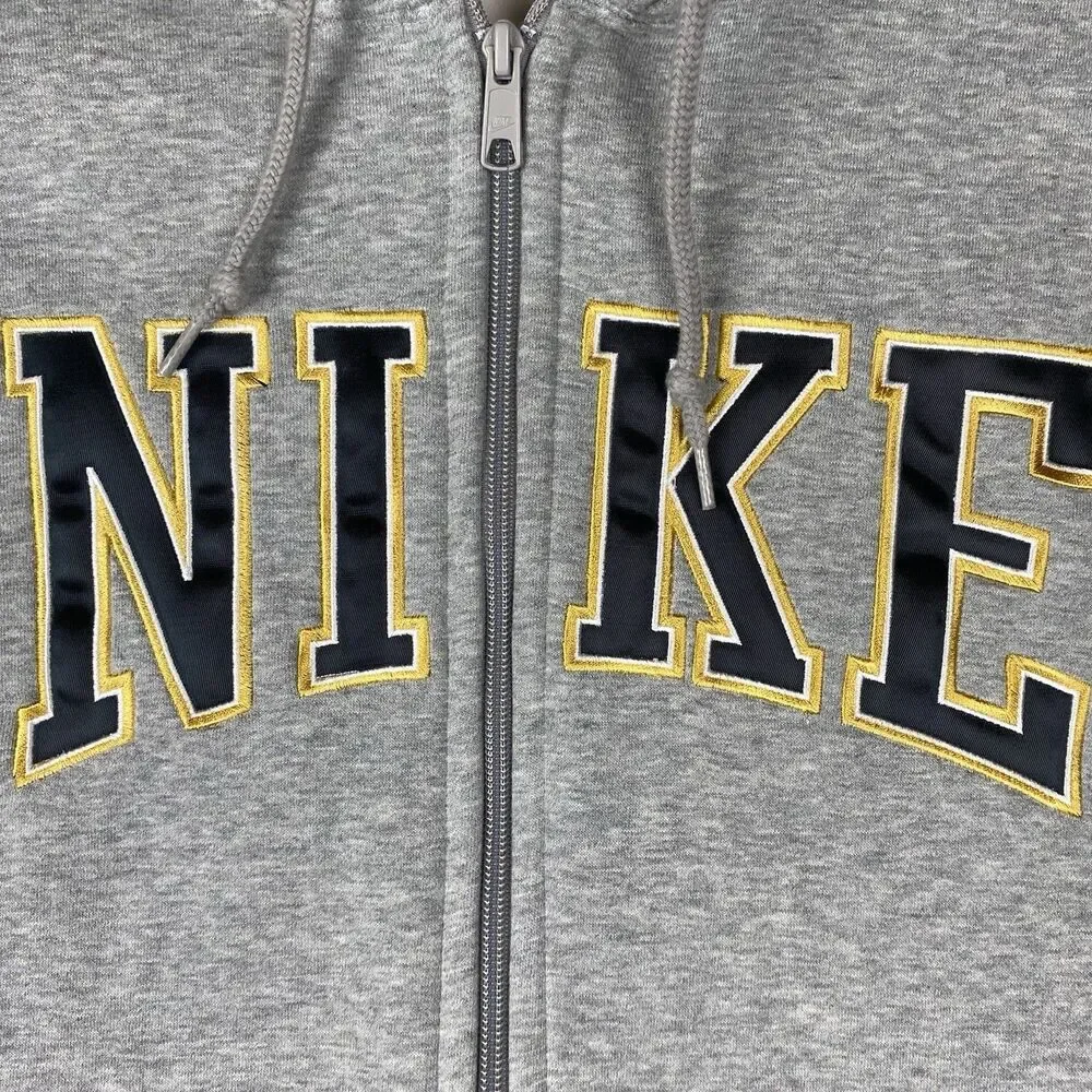 Nike Sportswear Varsity Spellout Full Zip Hoodie Gray Men's L Embroidered Y2K